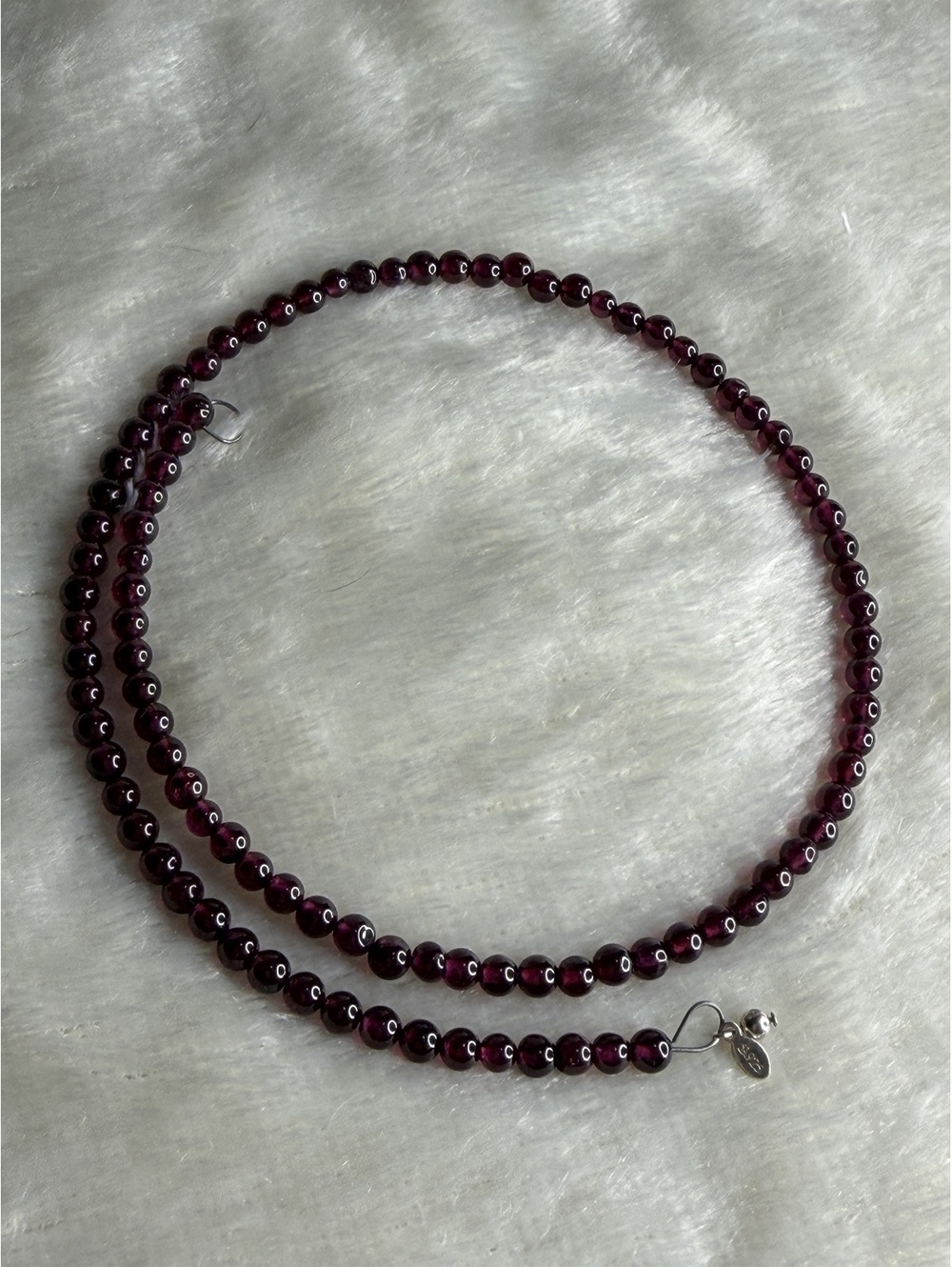 Retired Silpada Sterling Silver Red Garnet Beaded Choker Necklace N0549 Vintage
